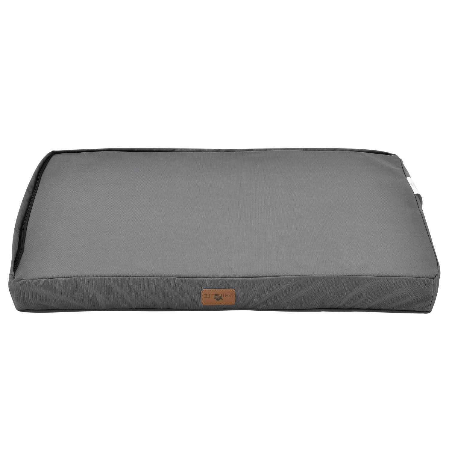 Juskys Hundebett Milow orthopädisch & flauschig - 76x51x8 cm - Bezug abnehmbar & waschbar – beige
