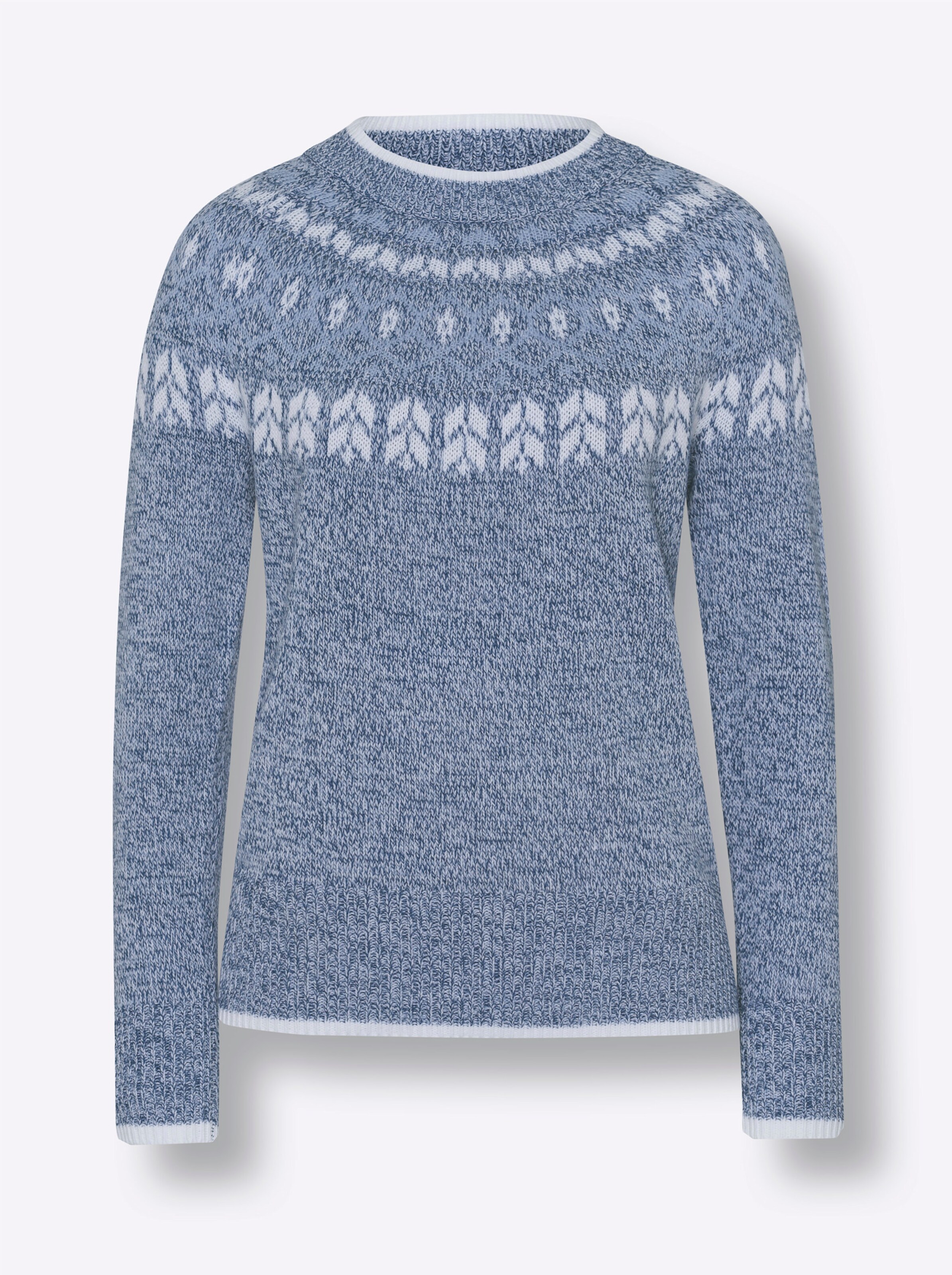 Norwegerpullover in jeansblau-bleu-meliert