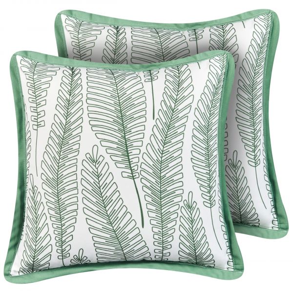 Beliani Conjunto de 2 Almofadas de Jardim em Poliéster Verde 45 x 45 cm com Padrão de Folhas Acessório de Jardim