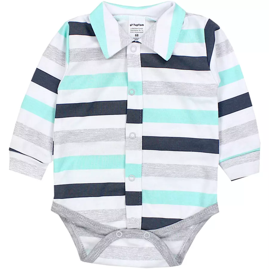 TupTam Baby Jungen Langarm Kurzarm Body mit Kragen grauweiß