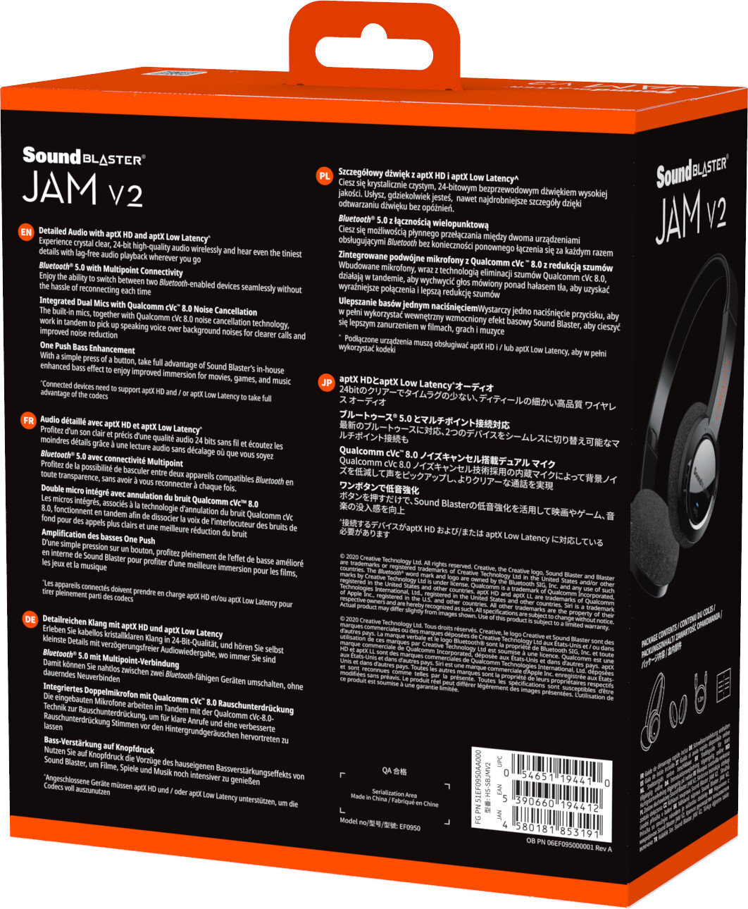 Sound Blaster Jam V2 - On-Ear Hovedtelefoner - Sort