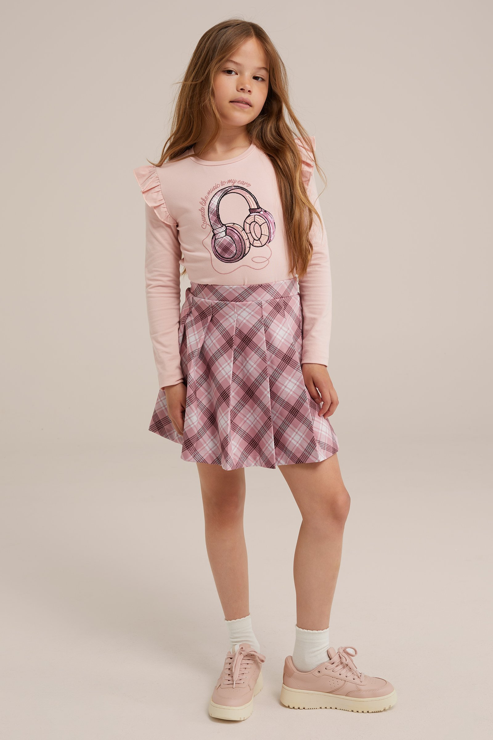 Meisjes rok met dessin WE Fashion Lichtroze