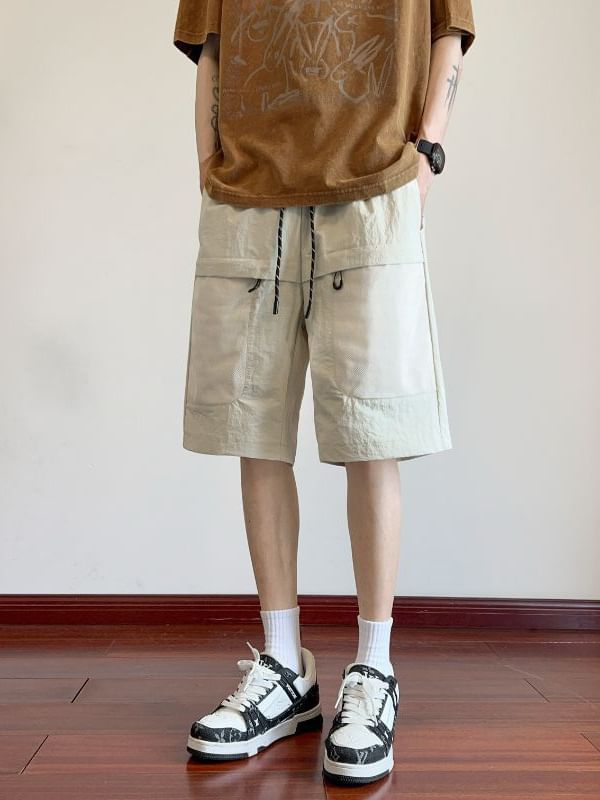 Obikan - Effen cargoshorts met trekkoordtaille