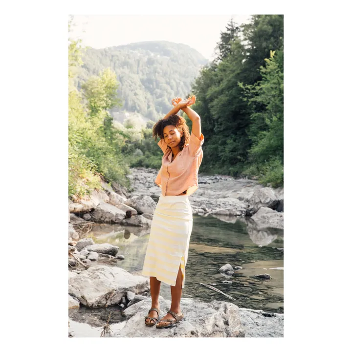 Matona Jupe Jersey Rayures Coton Bio | Jaune pâle