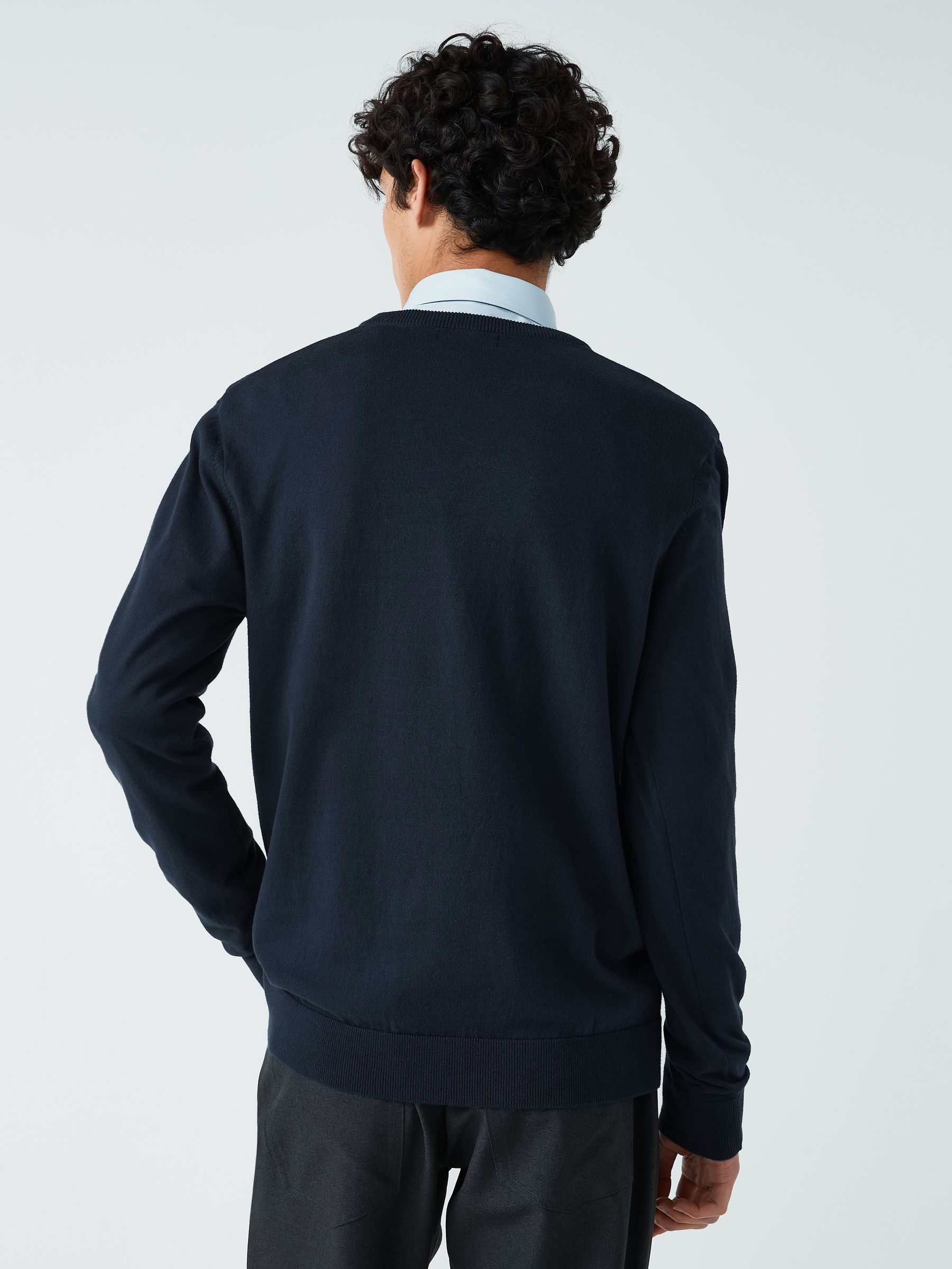 Donkerblauw - Regular Fit Soft Touch V-Neck Sweater