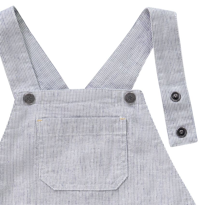 Salopette courte en toile à fines rayures pour bébé garçon - Bleu marine