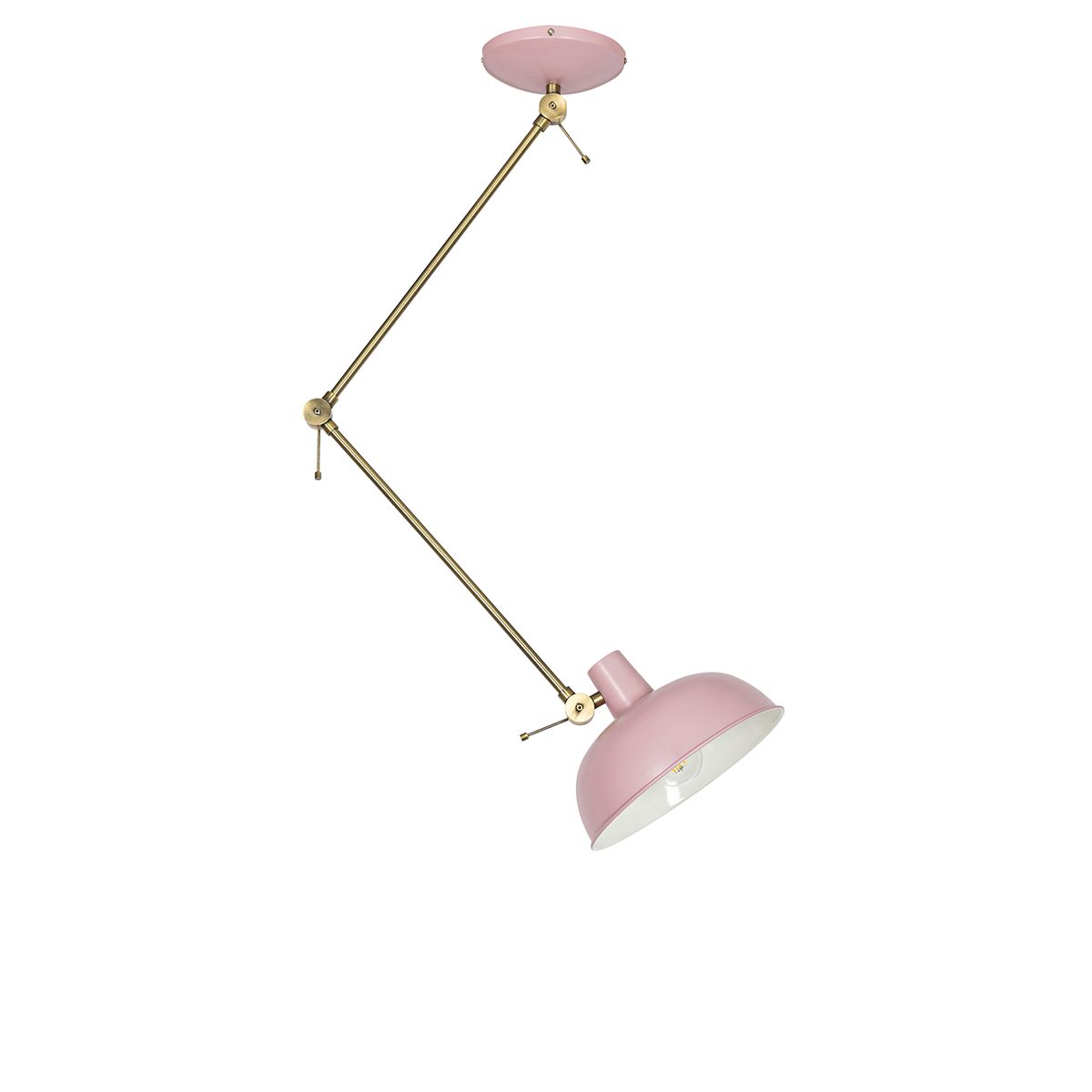 Retro plafondlamp roze met brons - Milou