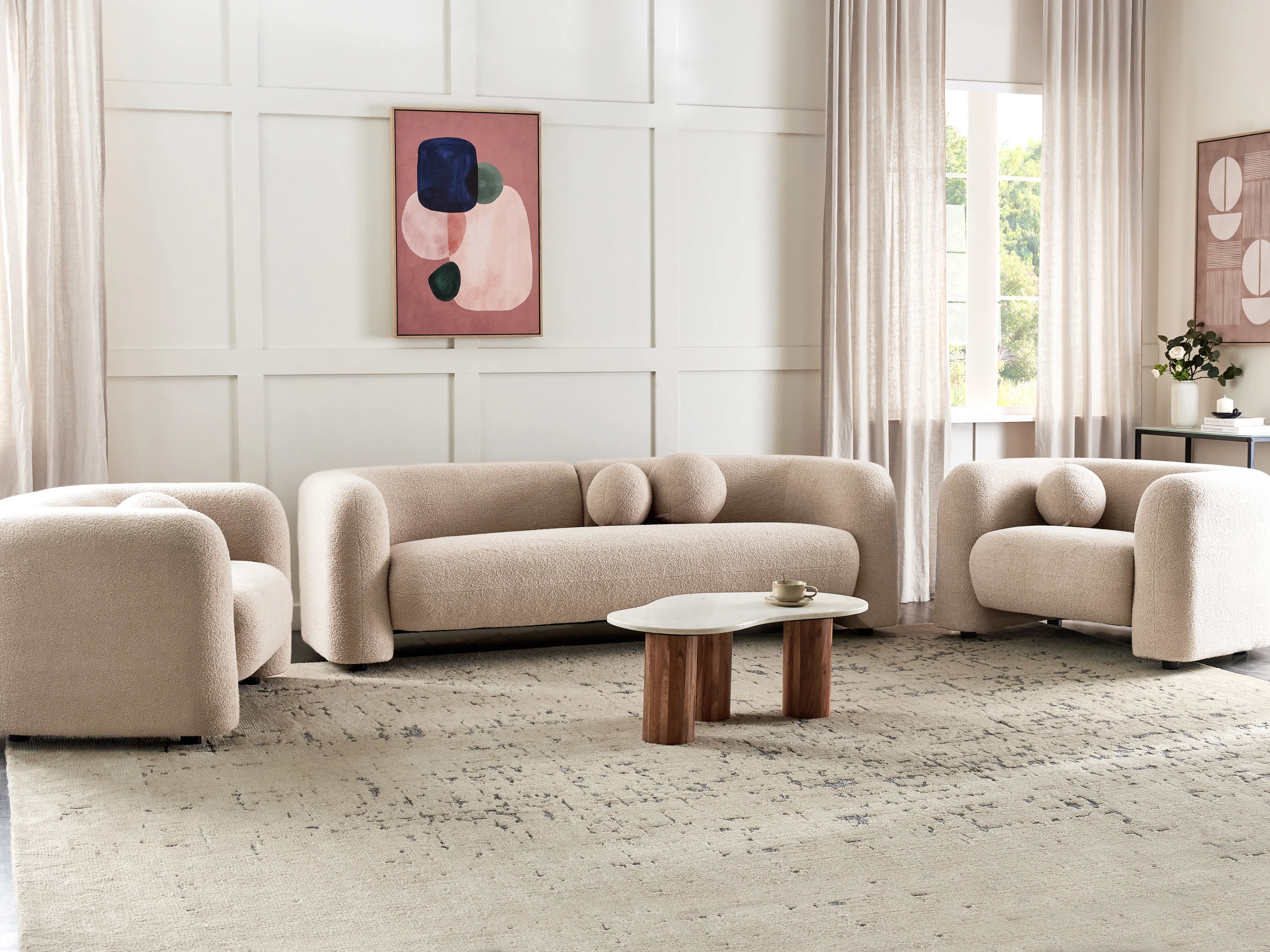 Bankenset 5-zits LEIREN Bouclé Beige