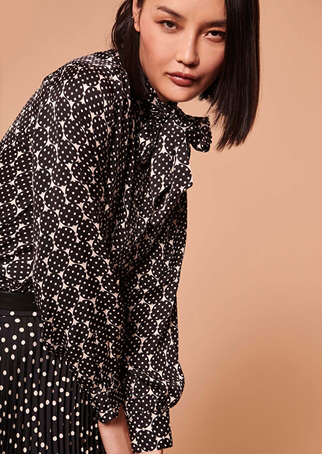 Chemise Charlineécrue imprimée à pois