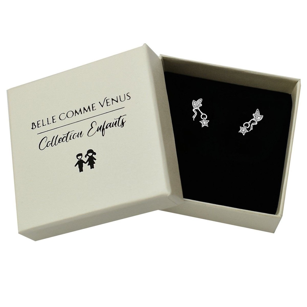 Boucles d'oreilles petites fées étoiles oxyde de zirconium ARGENT 925 rhodié