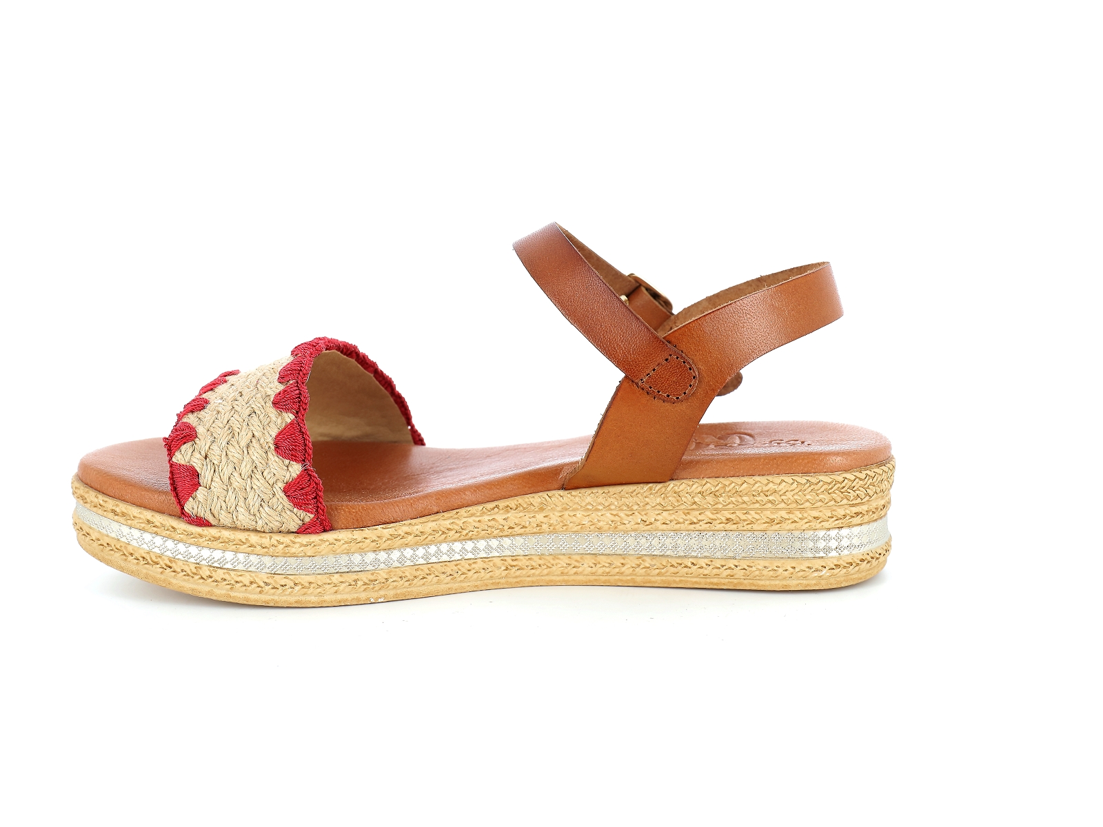 Chaussures du chateau-14386 Matières combinées Rouge Beige