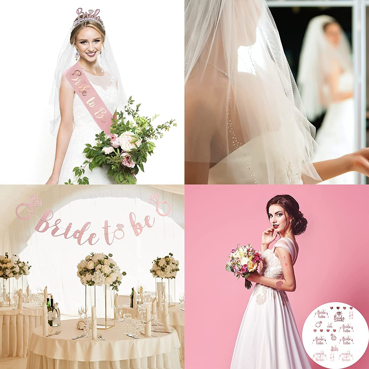 (29-tlg. Set) Bride To Be Party Accessoire Junggesellinnenabschied Dekoration   Girlande - Roségold