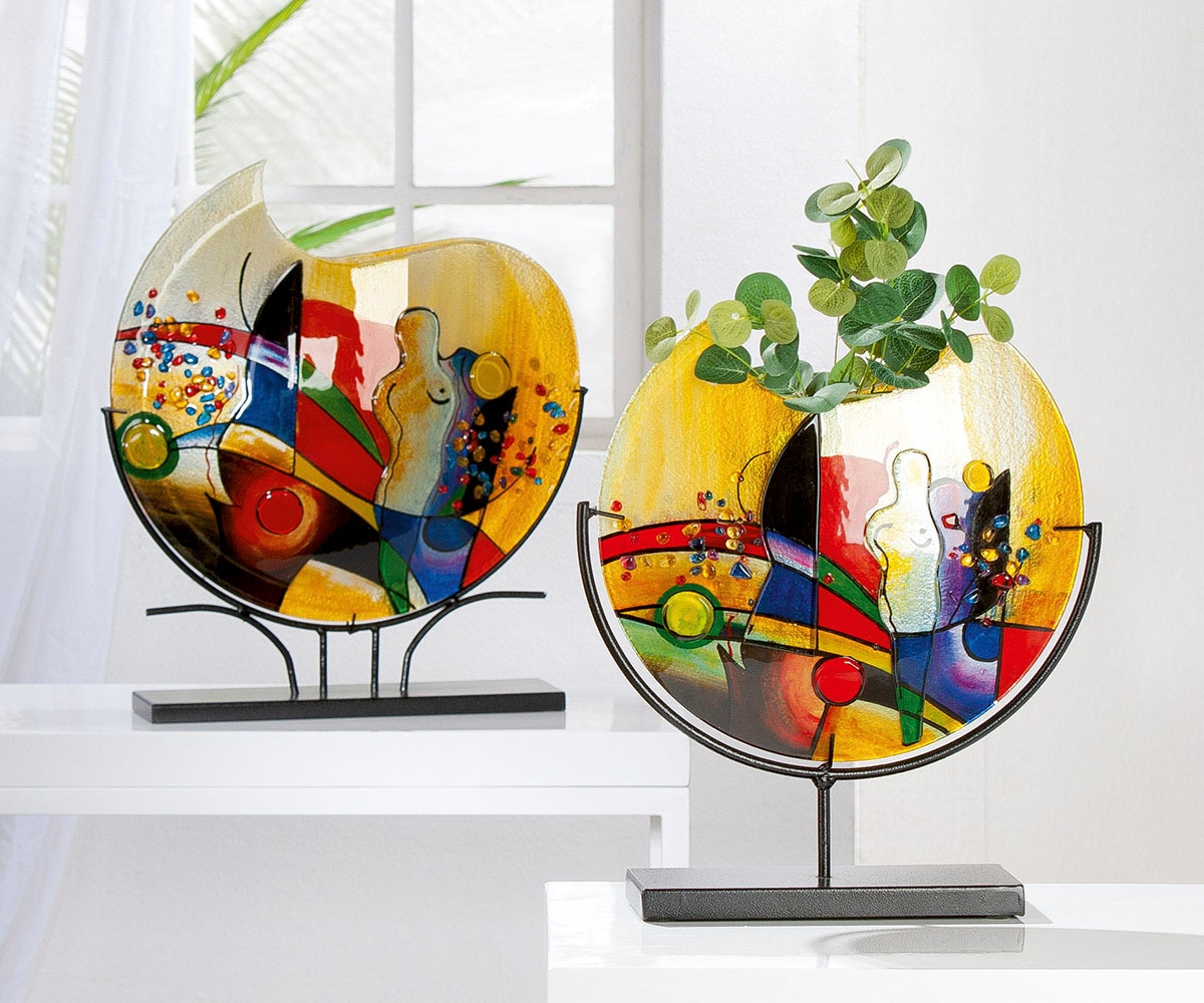 Casablanca by Gilde Tischvase »Silhouette, Dekovase« Vase aus Glas, mit schwarzem Metallfuss, Höhe 38 cm