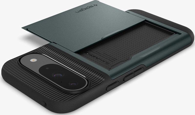 Spigen Slim Armor CS Hoesje Geschikt voor Google Pixel Pro Back Cover met Kaarthouder voor 2 Pasjes Groen