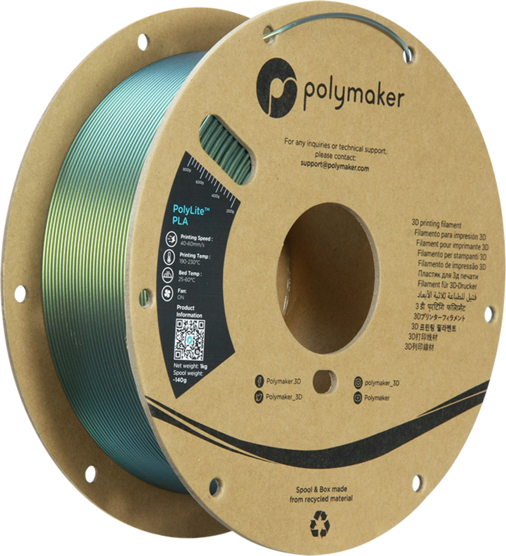 Polymaker  PolyLite PLA Starlight Aurora, 1,75 mm / 1000 g    PLA Filament mit wechselndem Farbeffekt