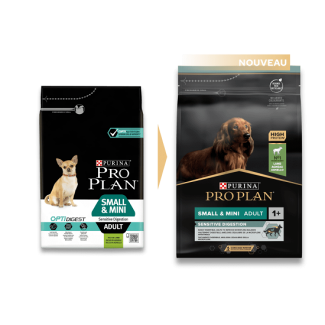 Croquettes Pro Plan Small et Mini Adult Sensitive Digestion Agneau