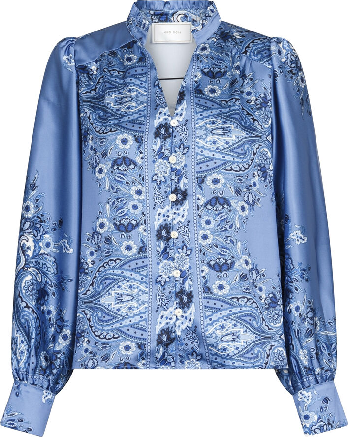 Neo Noir Massima Paisley Border Blouse Dusty blue