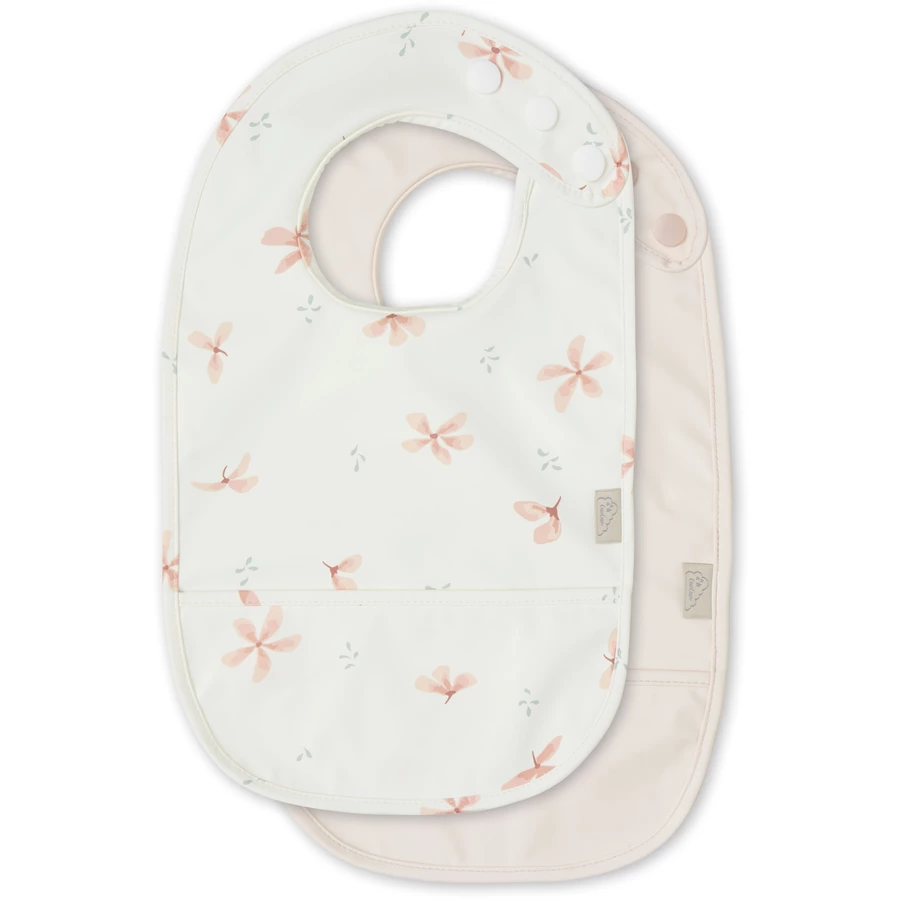 Cam Cam® COPENHAGEN Poly-Lätzchen mit Tasche 2er Pack Windflower Creme rosa