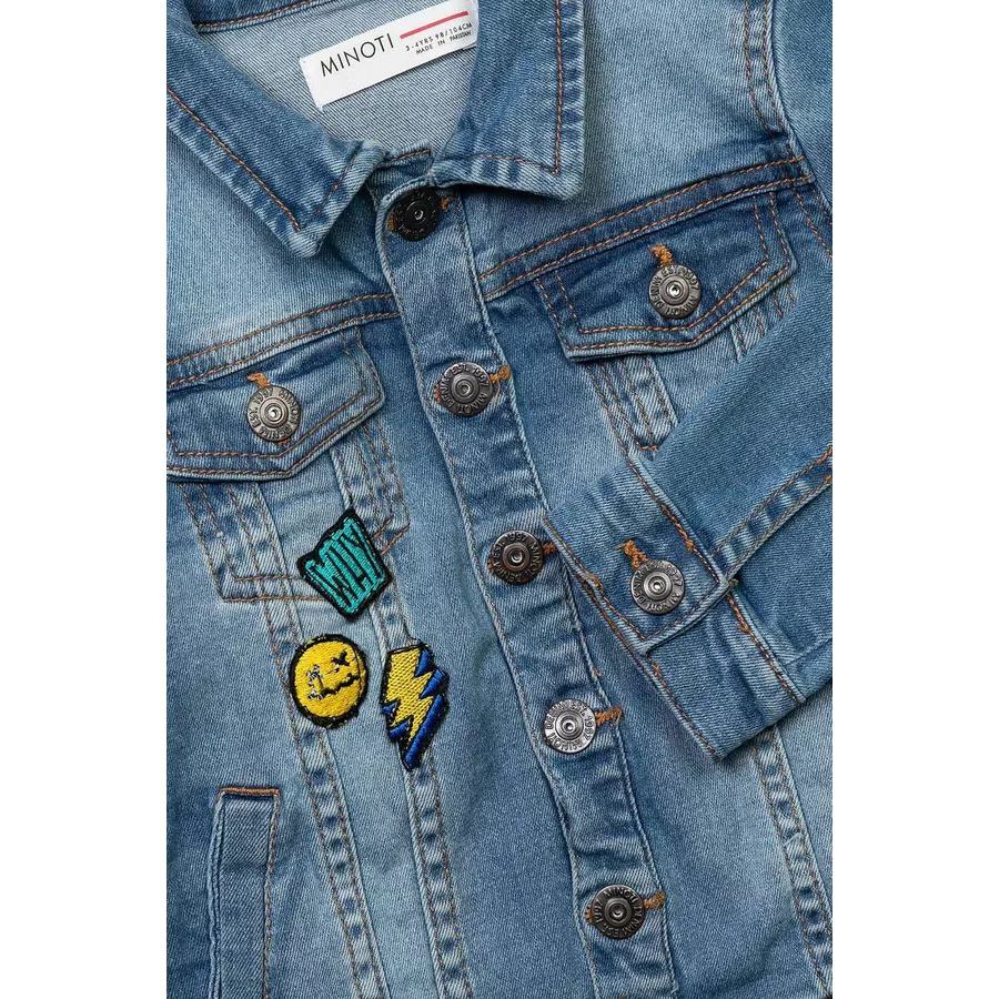 MINOTI Jeansjacke mit Aufnähern Denim-Hellblau