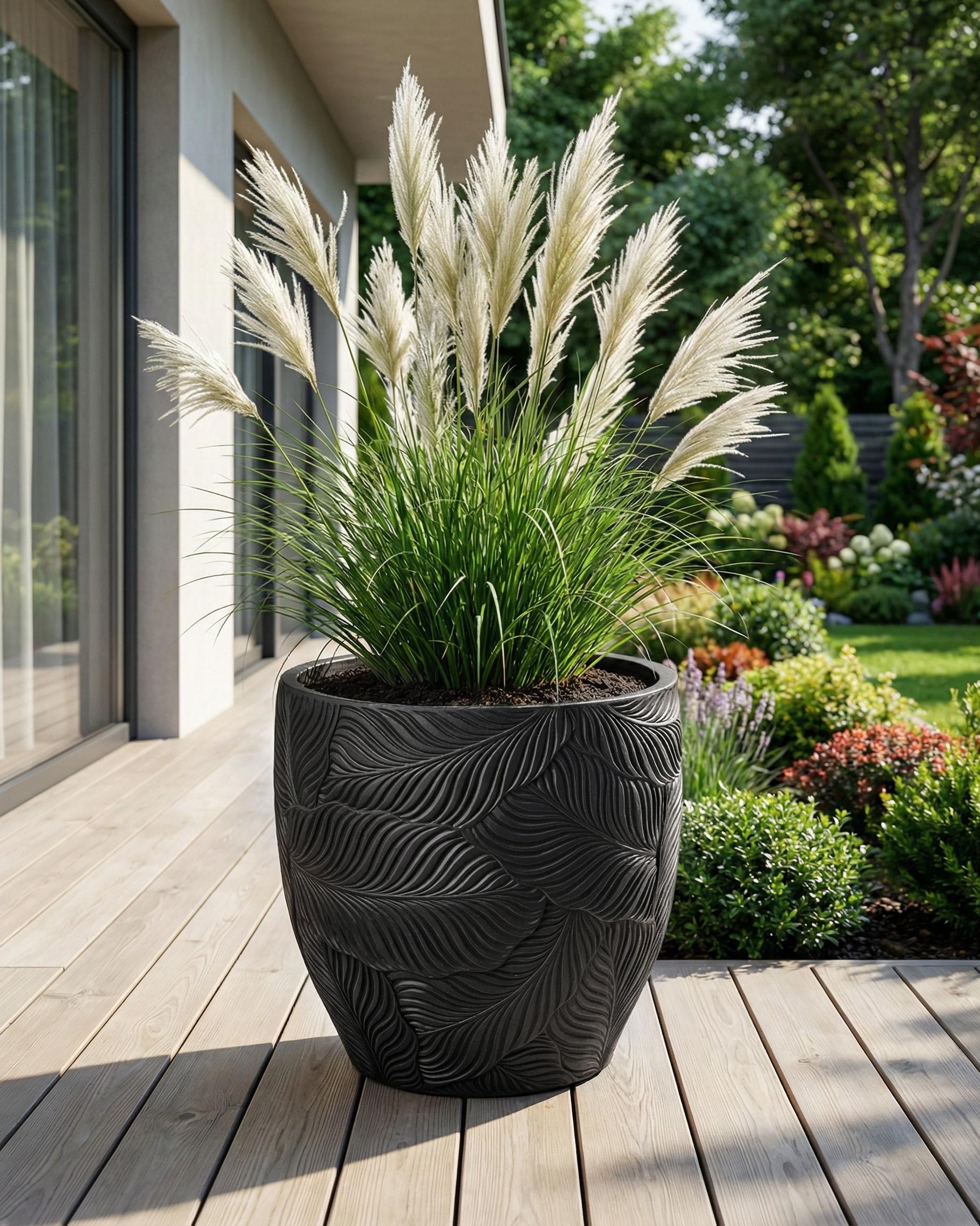 Bloempot BAIYUN 42 cm Zwart