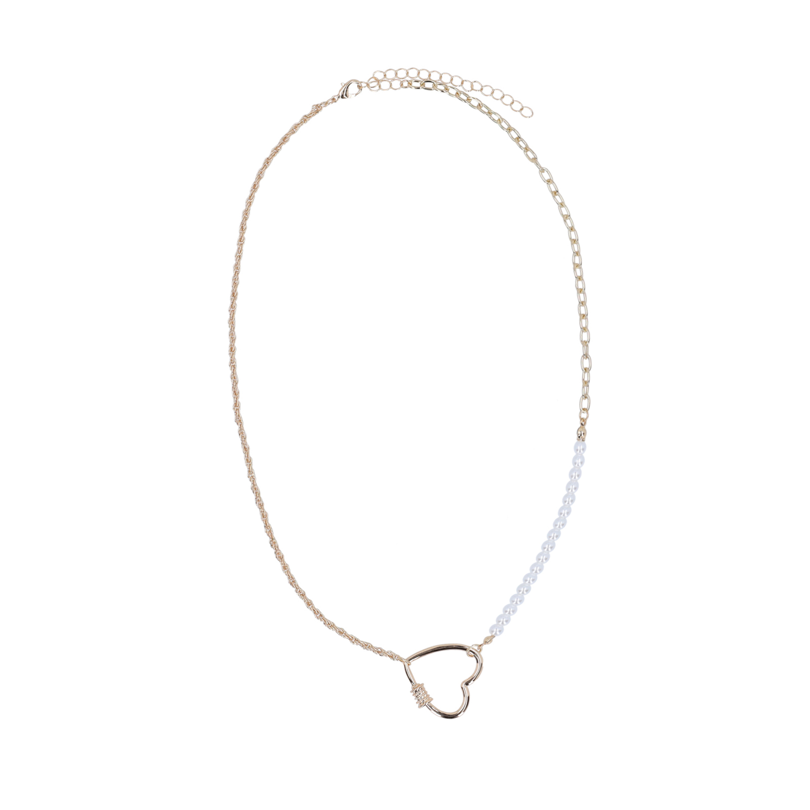 Gouden hartjes ketting met parel details