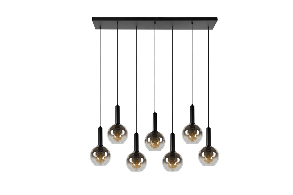 Lucide Marius hanglamp 130cm 7x E27 zwart