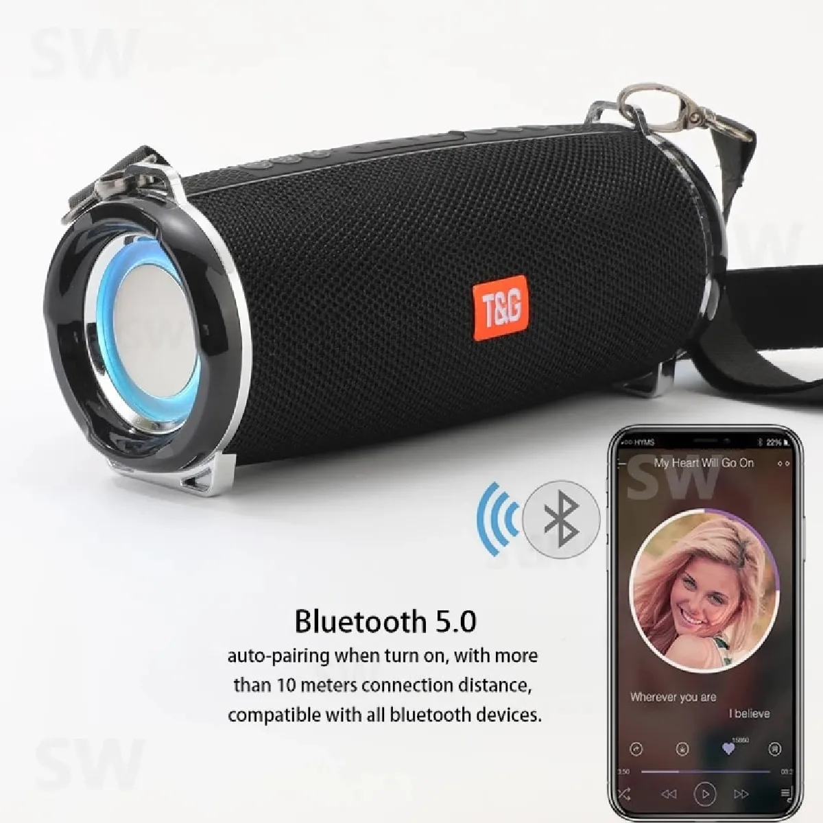 Universal Haut-parleur Bluetooth 50W HiFi extérieur - Bleu