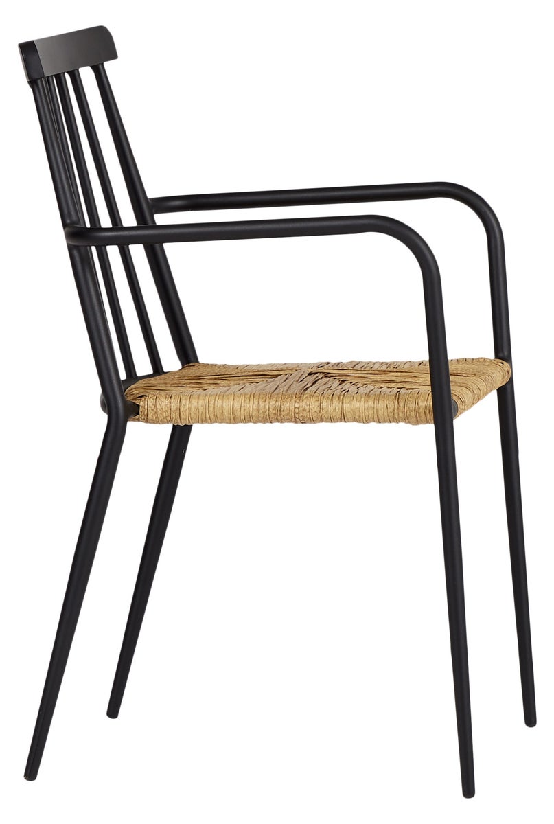 Evira stapelbare tuinstoel, zwart en naturel. 58 x 54 x 84 cm
