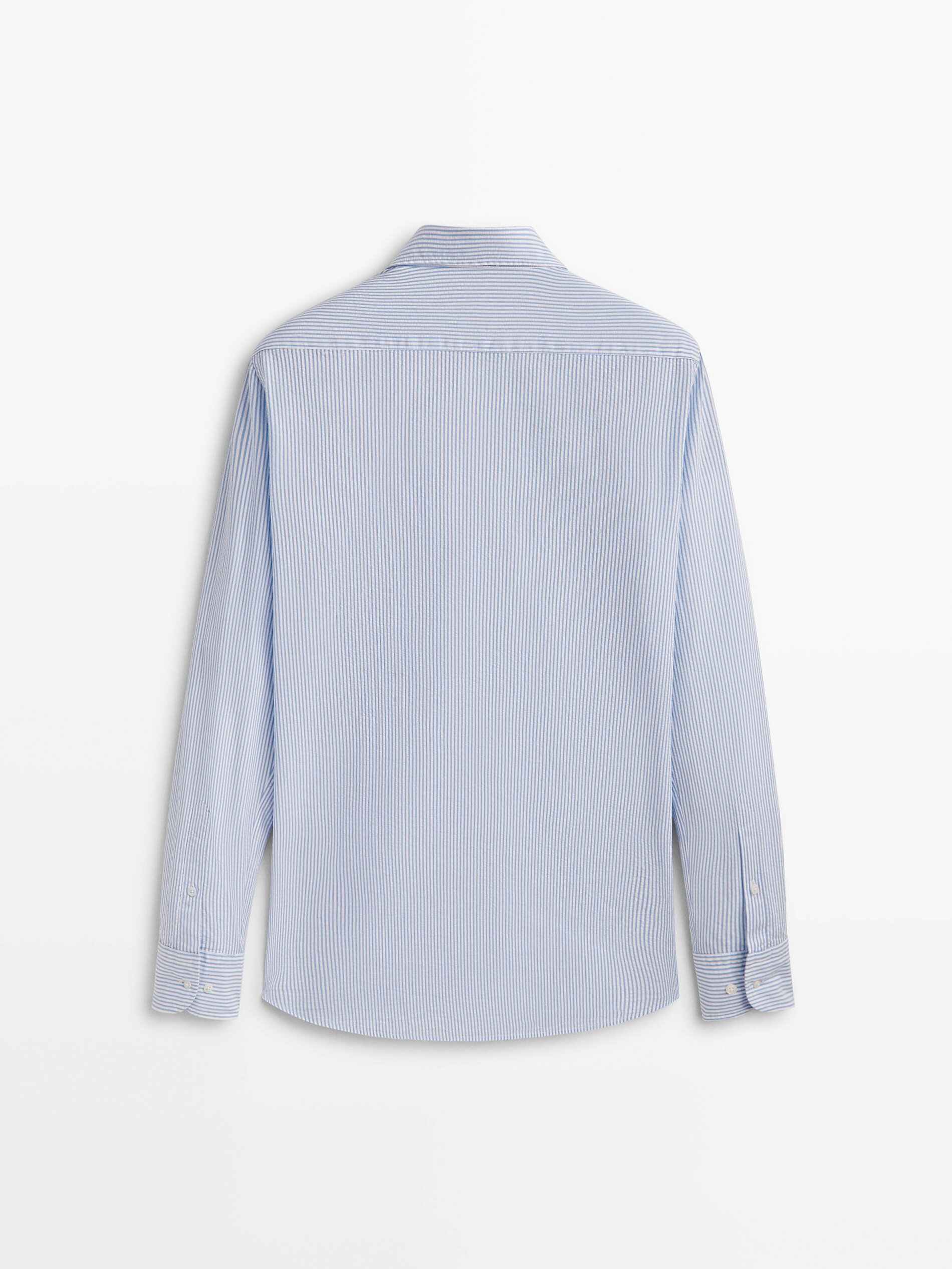 Camisa Rayas de corte regular em tecido seersucker - AZUL CLARO