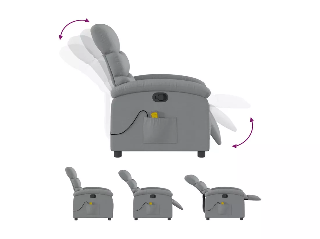 Fauteuil de massage inclinable Gris clair Tissu