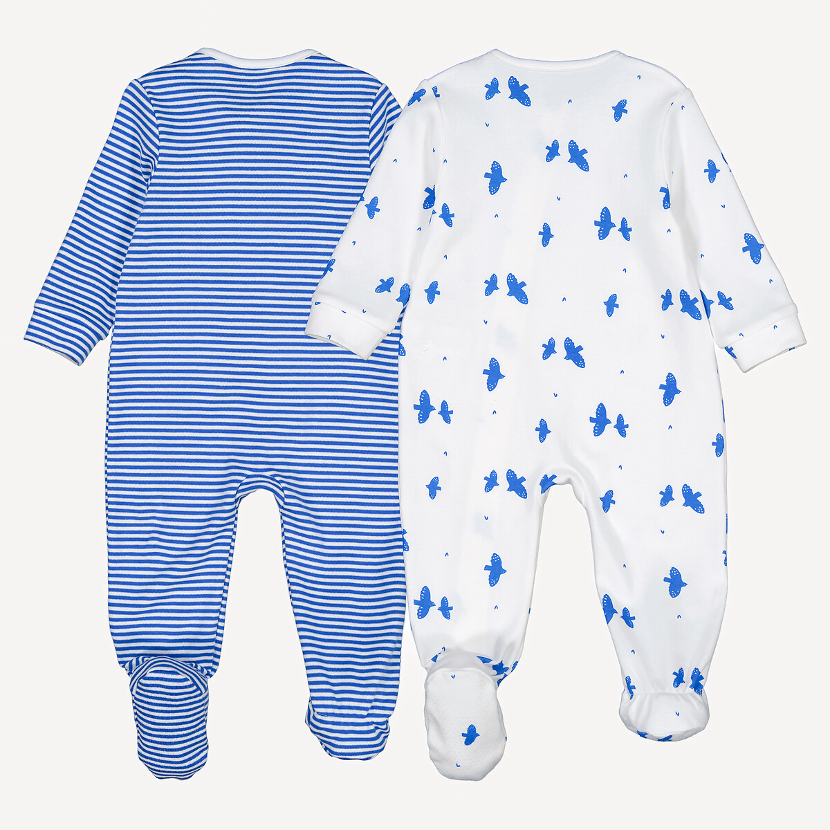 COLEÇÃO LA REDOUTE<br>Conjunto de 2 pijamas de algodão, com estampa de pássaros e listras