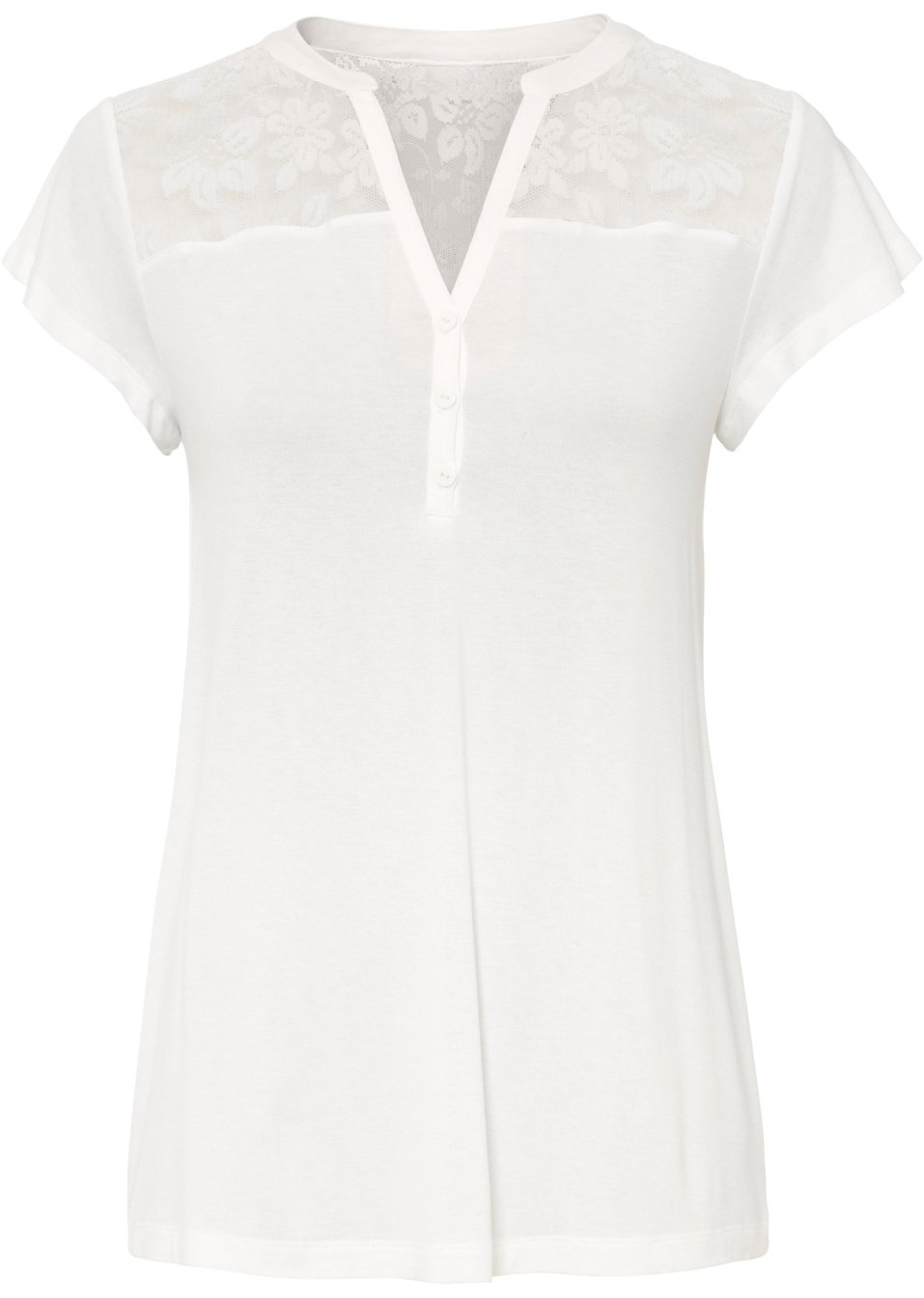 T-shirt col Henley avec dentelle en viscose