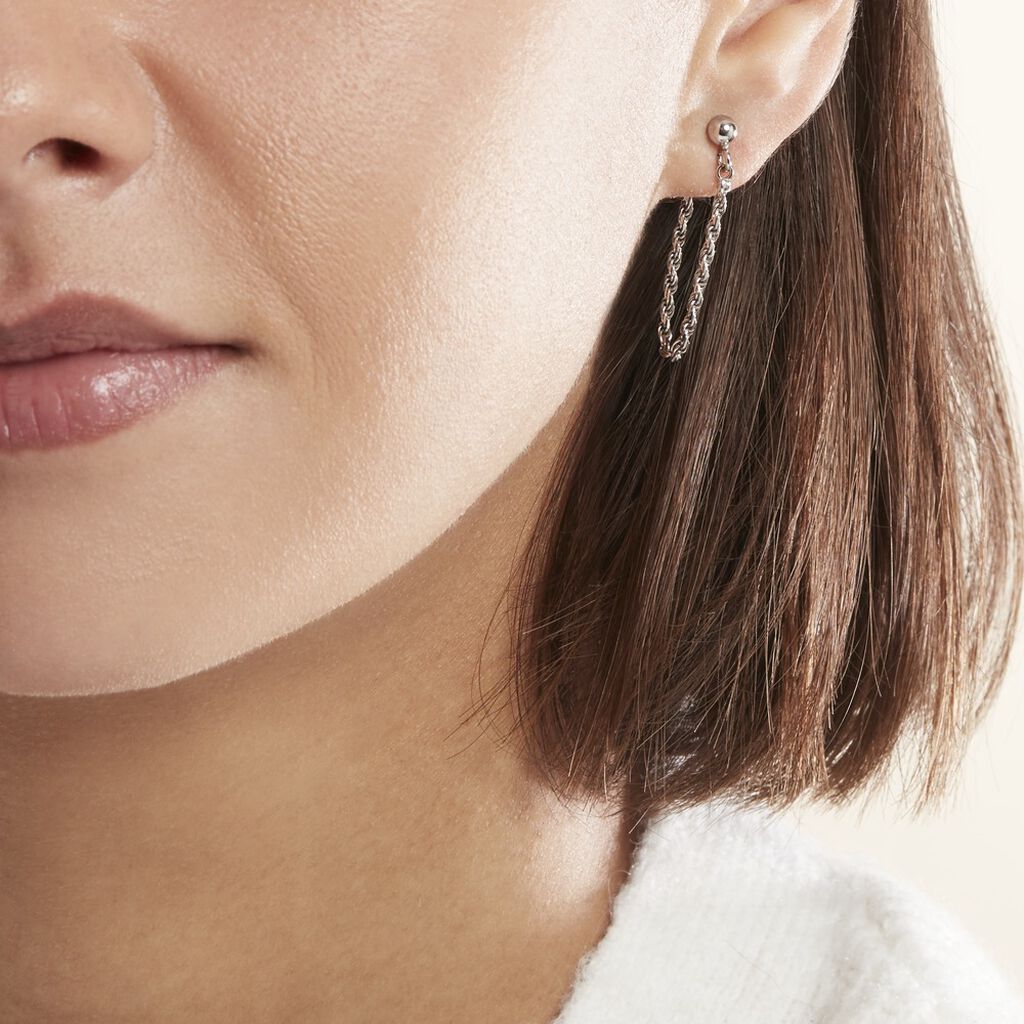 Boucles D'oreilles Pendantes Argent Blanc Renae