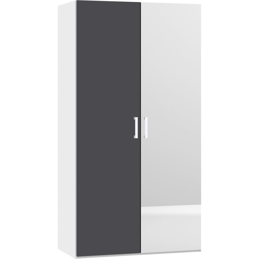 Drehtürenschrank Schweizer 113 Spanplatte melaminbeschichtet premiumweiss/anthrazit matt 253 x 215 x 59 cm