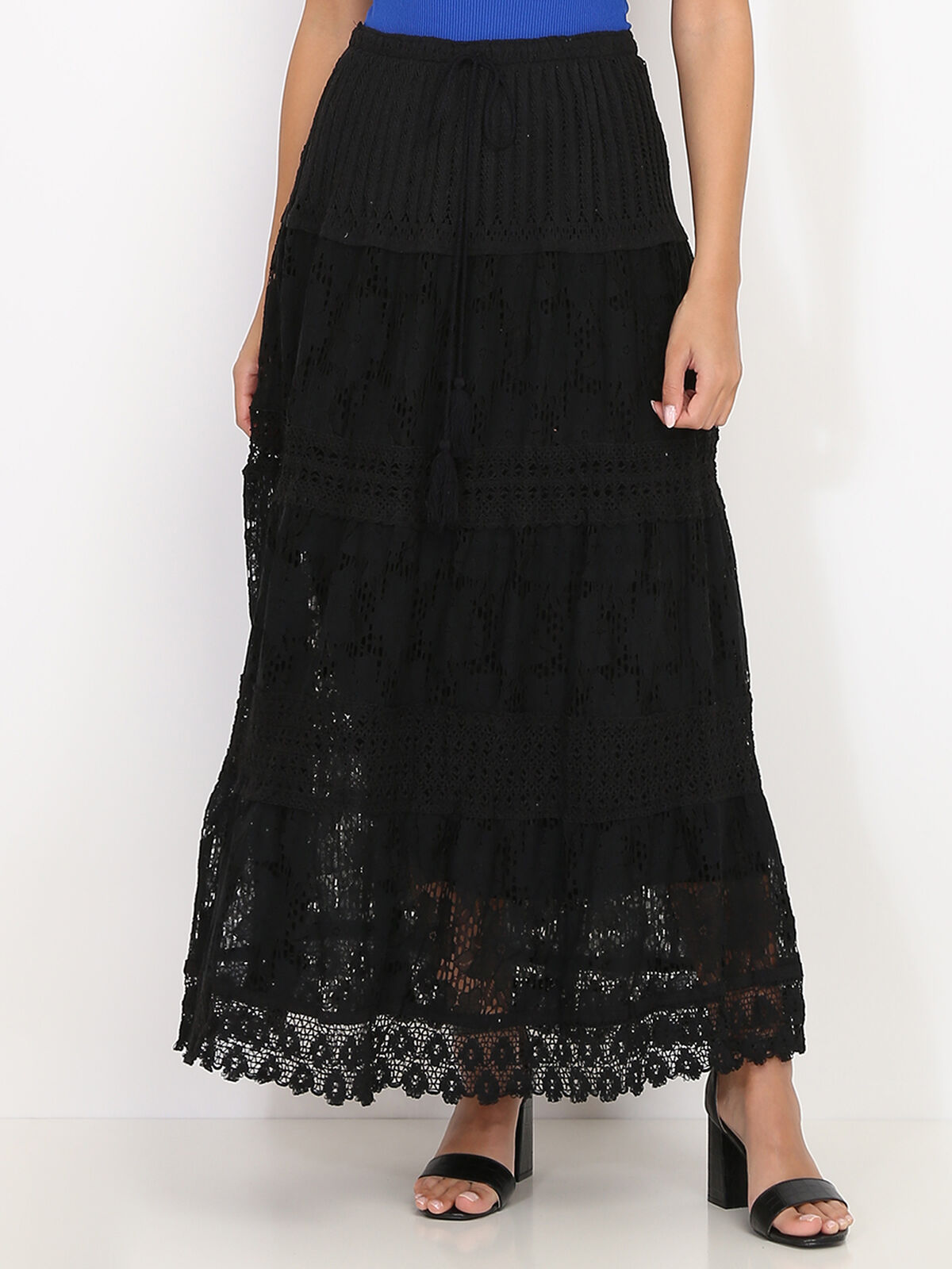 Jupe en crochet et dentelle- Noir
