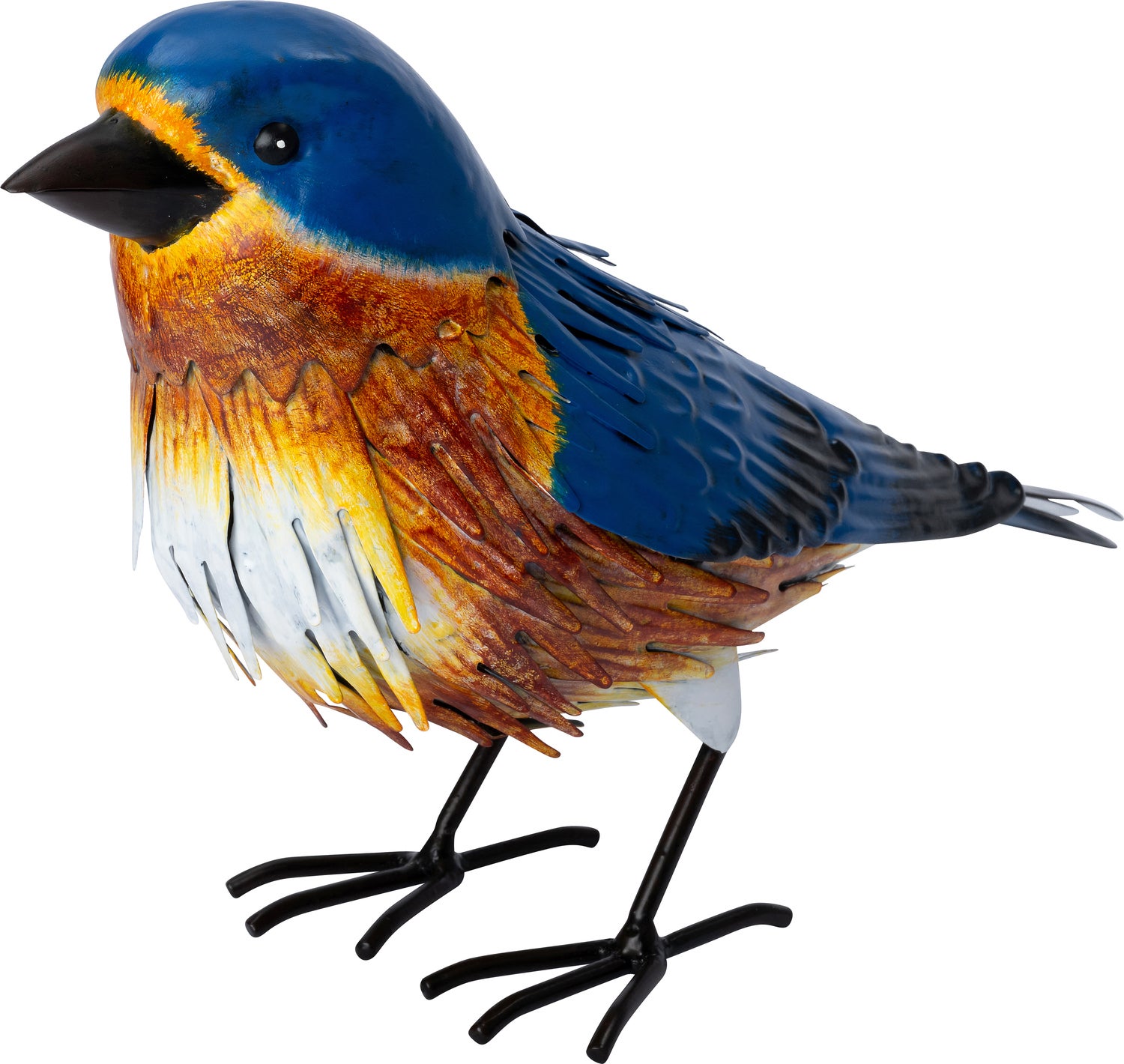 Intratuin tuinbeeld Aves vogel blauw / oranje 26,5 x 9,5 x 18 cm