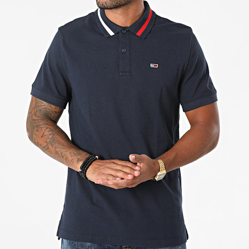 Polo Manches Courtes Flag Neck Bleu Marine