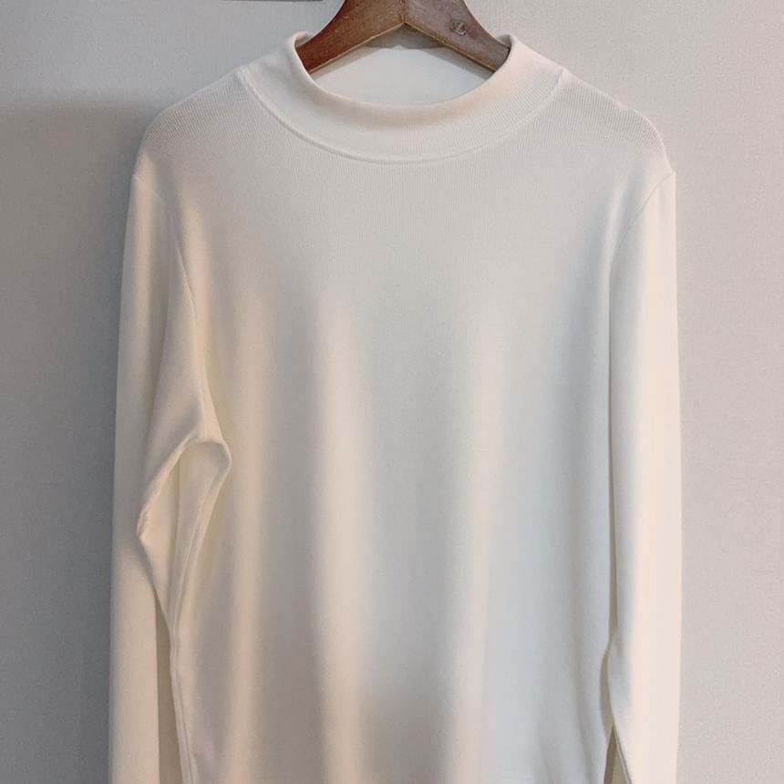 Glotto - T-shirt met lange mouwen en mockneck, effen