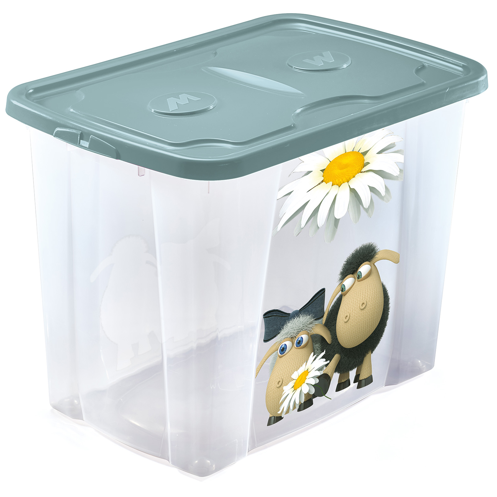 Rollbox - Schaf - grün - mit Deckel - 64 Liter