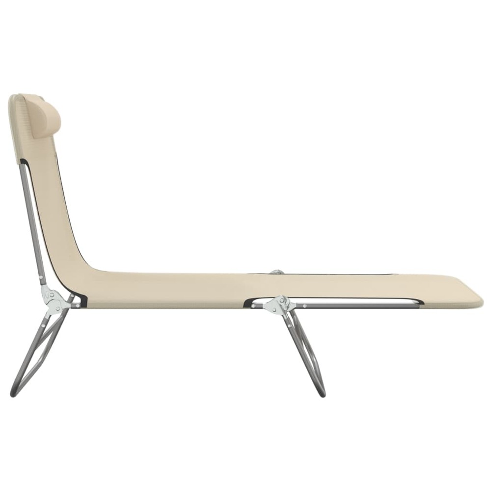 Chaises longues pliables 2 pcs crème textilène et acier
