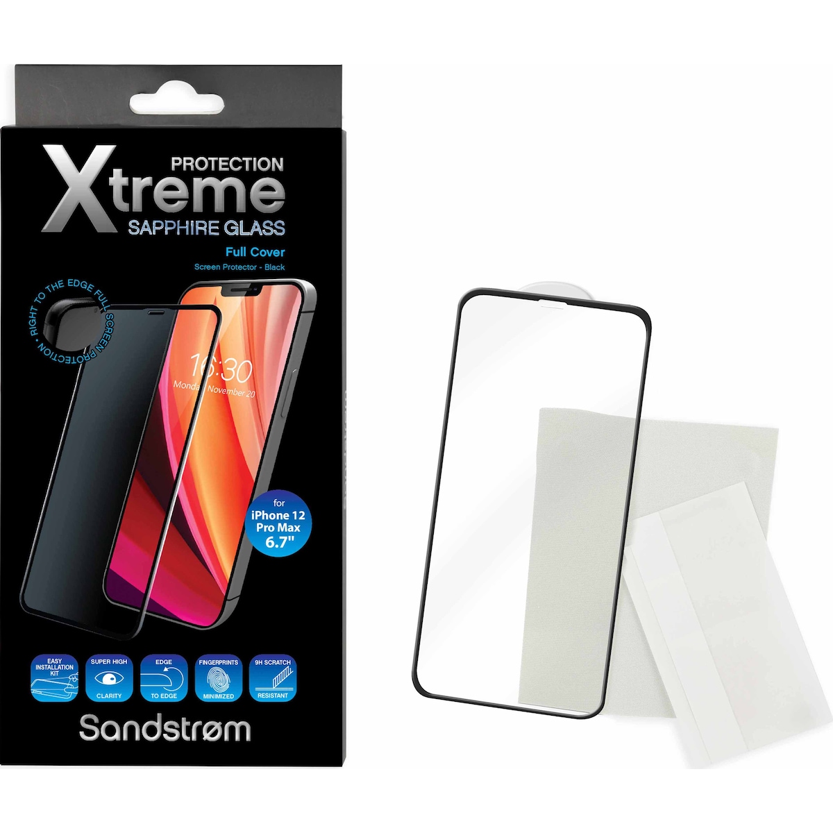 Sandstrøm Curved Glass iPhone 12 Pro Max skjermbeskytter