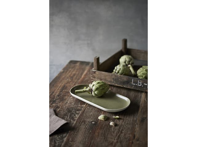 Studio Round Serveringsfad Matte white/Matte moss