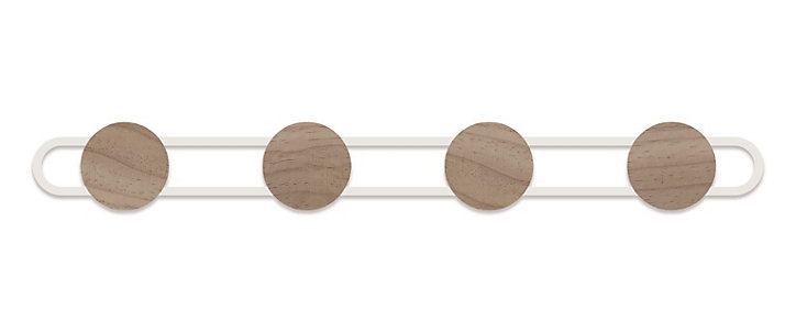 Porte-manteau à fixer Elyna 4 têtes bois et blanc