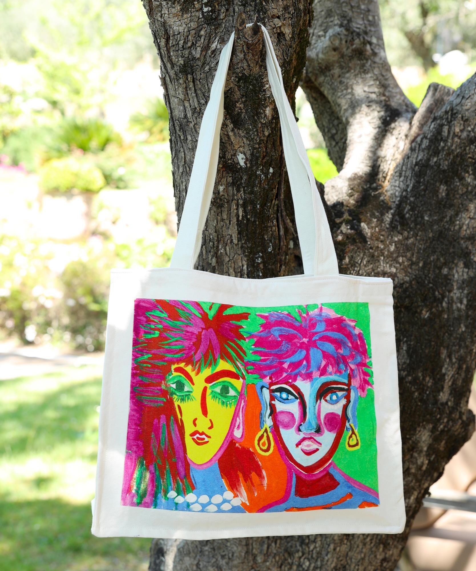 Charity Bag Visages  100% Coton - 38.2 x 10.4 x 33.3cm