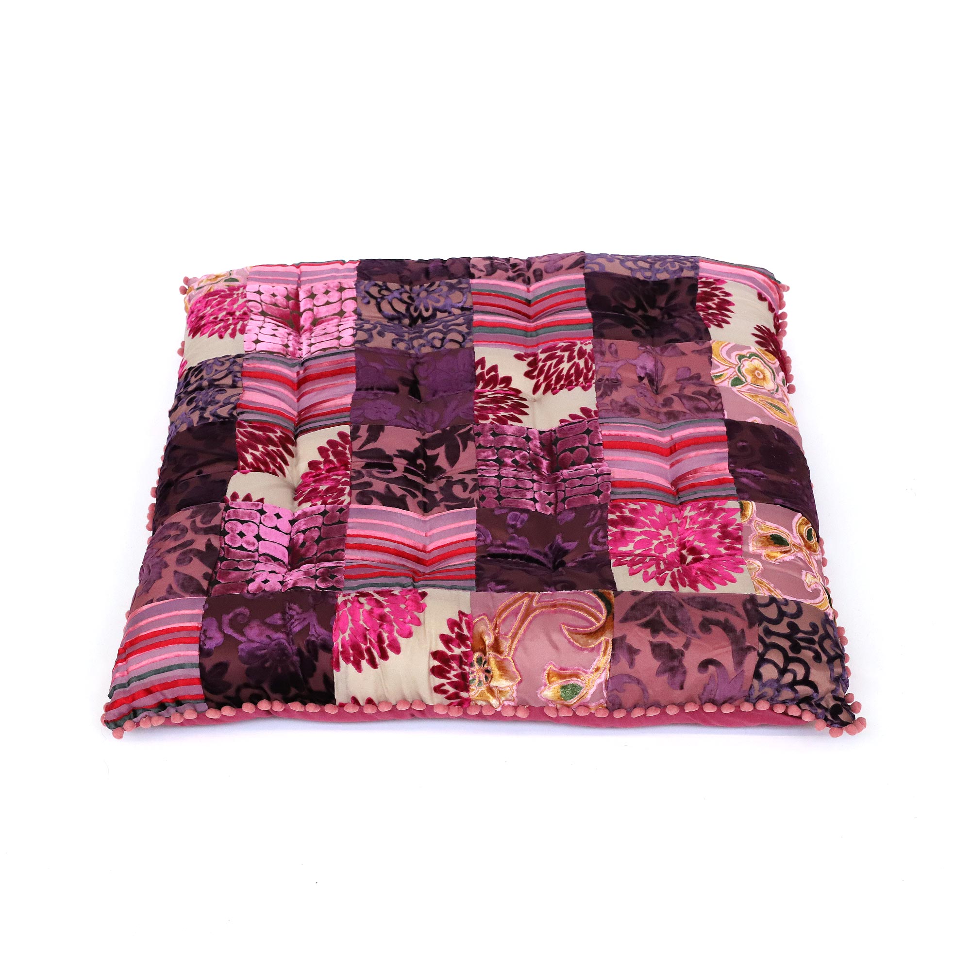 Patchwork-Sitzkissen, Pinktöne, B 75 cm, L 75 cm, H 10 cm von fischer's lagerhaus