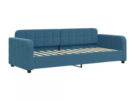 Lit de jour avec lit gigogne bleu 80x200 cm velours