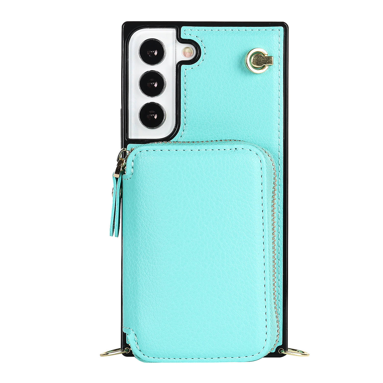 Samsung Galaxy S21 FE 5G Necklace Leder Schutz Hülle mit Kartenfächer   Handykette (140cm) - Türkis