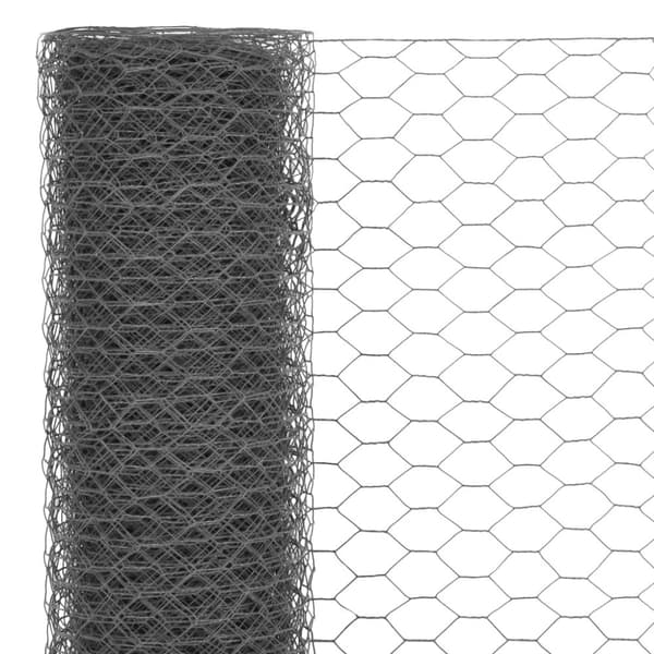 vidaXL Trådgjerde kylling stål med PVC-belegg 25x0,5 m grå