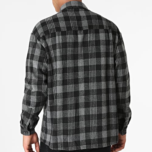 Chemise Manches Longues à Carreaux Gris Noir