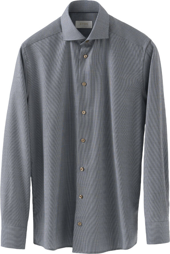 ETON Contemporary Fit Brown Houndstoothmerino Wool Shirt Brun